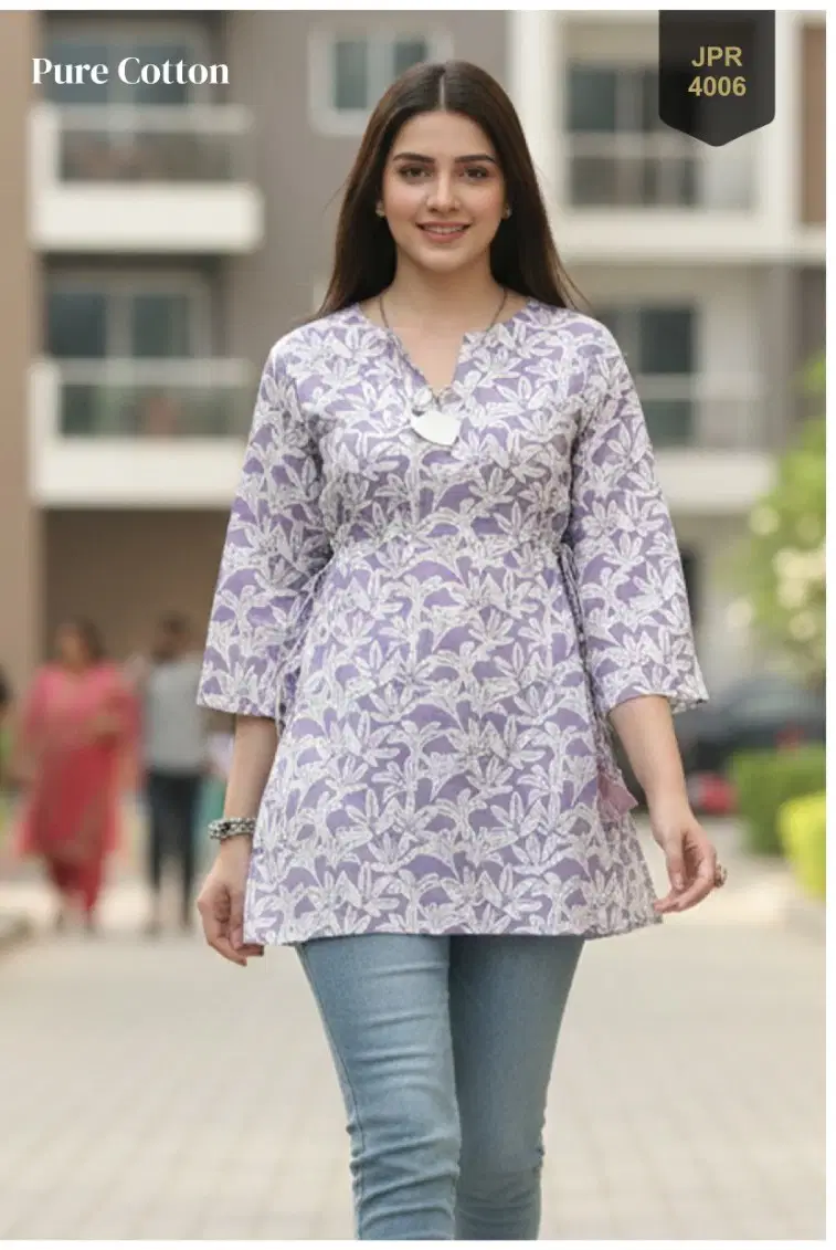 Trendy Kaya Cambric Cotton Jaipuri Printed Short Top Collection Wholesale