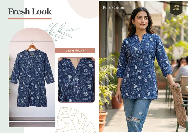 Stylish Trendy Kaya Cambric Cotton Jaipuri Printed Short Top Collection Wholesale 2026