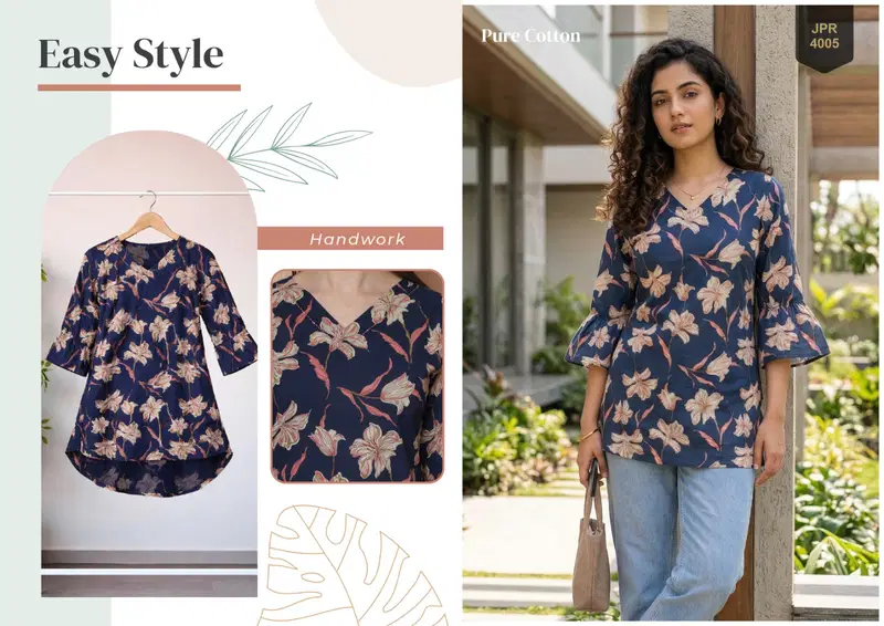Stylish Trendy Kaya Cambric Cotton Jaipuri Printed Short Top Collection Wholesale 2026