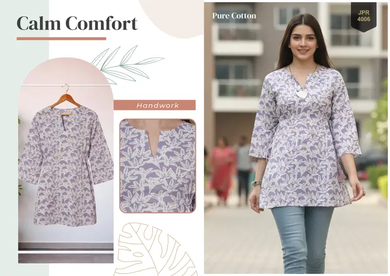Stylish Trendy Kaya Cambric Cotton Jaipuri Printed Short Top Collection Wholesale 2026