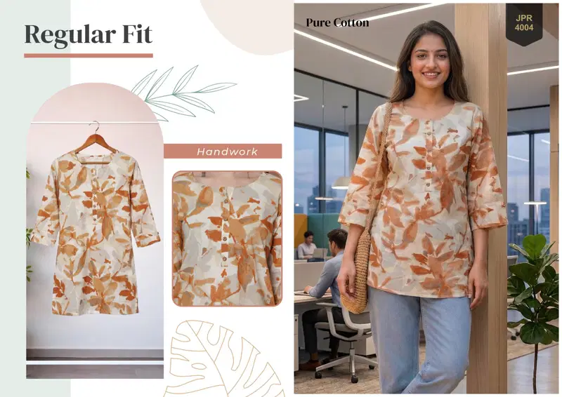 Stylish Trendy Kaya Cambric Cotton Jaipuri Printed Short Top Collection Wholesale 2026