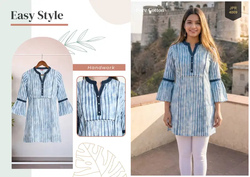 Stylish Trendy Kaya Cambric Cotton Jaipuri Printed Short Top Collection Wholesale 2026