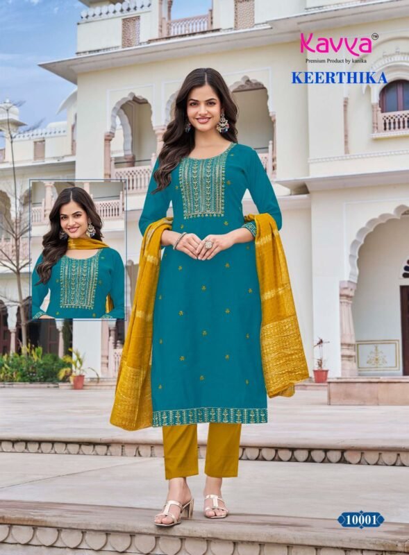 Buy Kavya Keerthika Vol 10 Viscose Vatican Embroidery Top Bottom With Dupatta Wholesale 2026