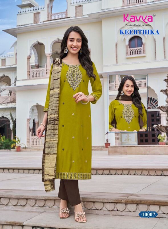 Buy Kavya Keerthika Vol 10 Viscose Vatican Embroidery Top Bottom With Dupatta Wholesale 2026