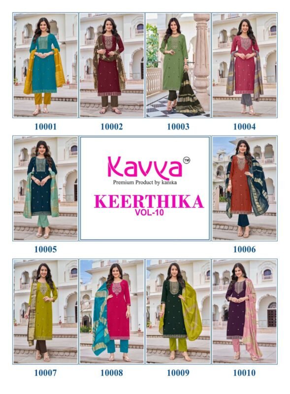 Buy Kavya Keerthika Vol 10 Viscose Vatican Embroidery Top Bottom With Dupatta Wholesale 2026