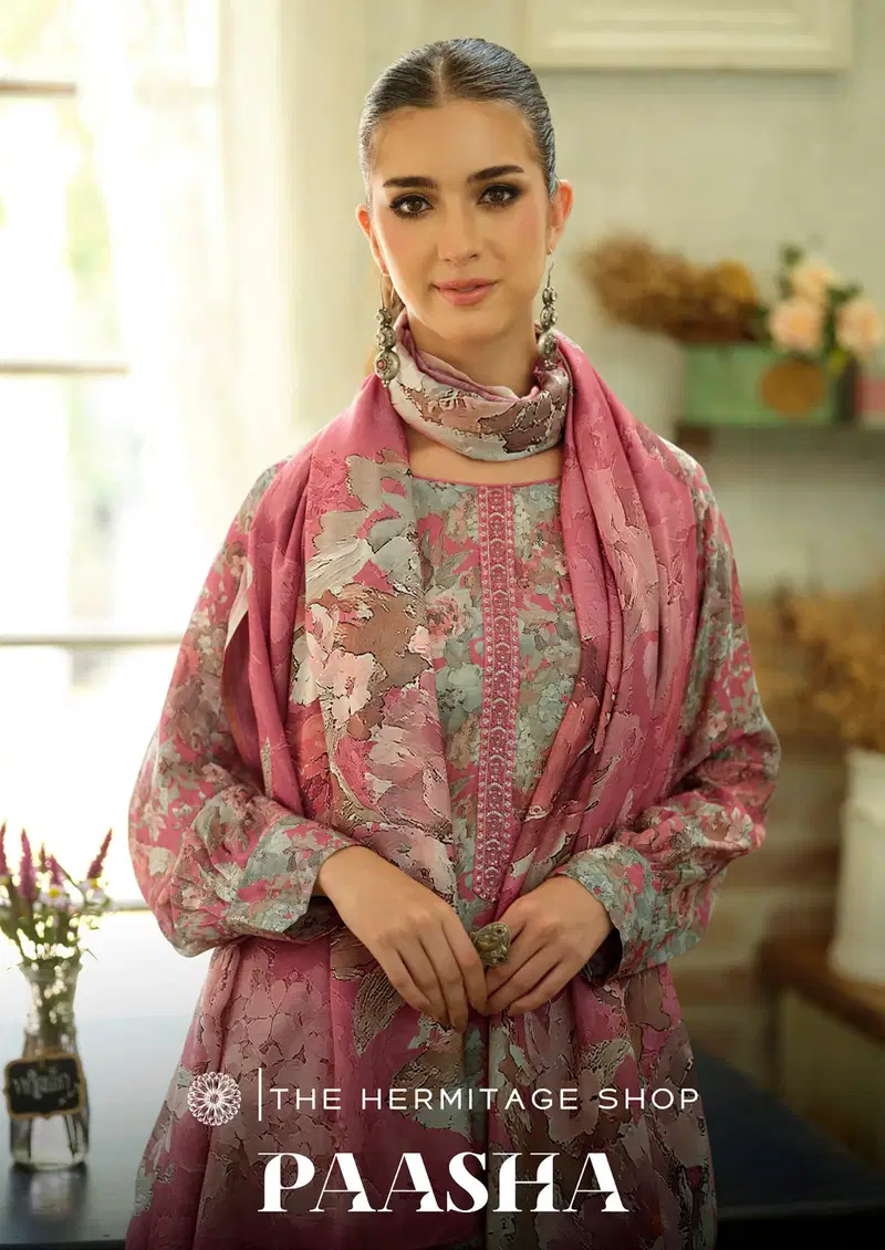 Hermitage Paasha Cotton Digital Print With Embroidered Dress Material Wholesale