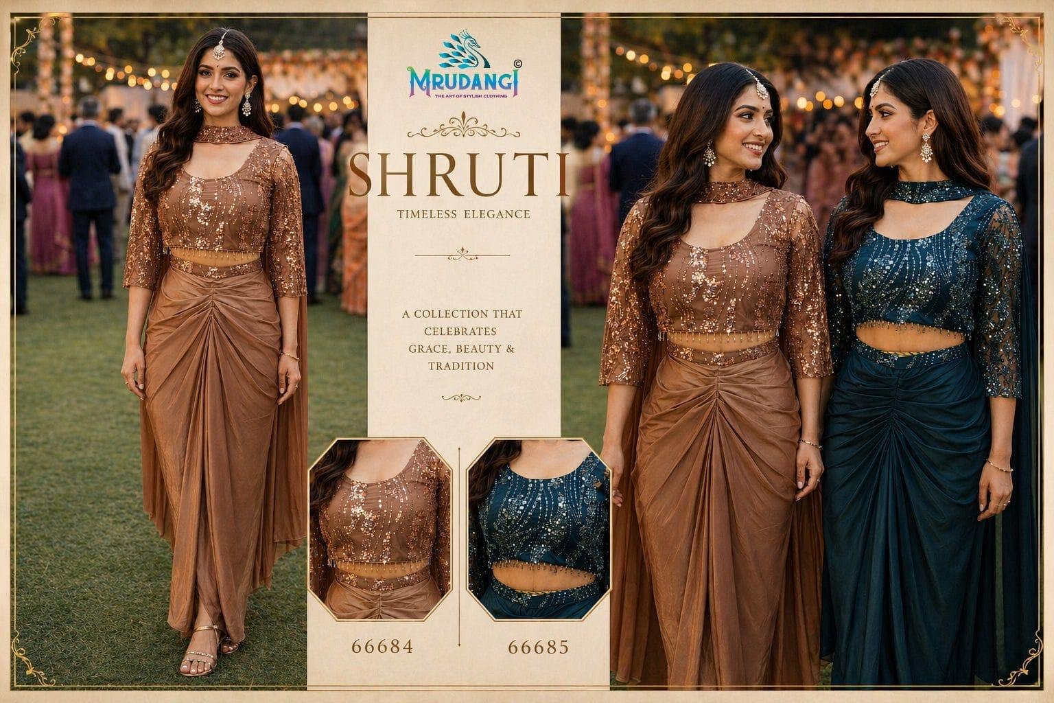 Stylish Mrudangi Shruti 66684 And 66685 Lycra Sequence Work Indo Western Collection Wholesale 2026