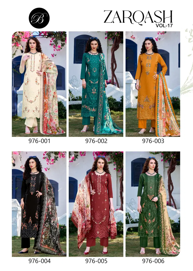 Beautiful Belliza Zarqash Vol 17 Jam Cotton With Embroidered Dress Material Wholesale 2026