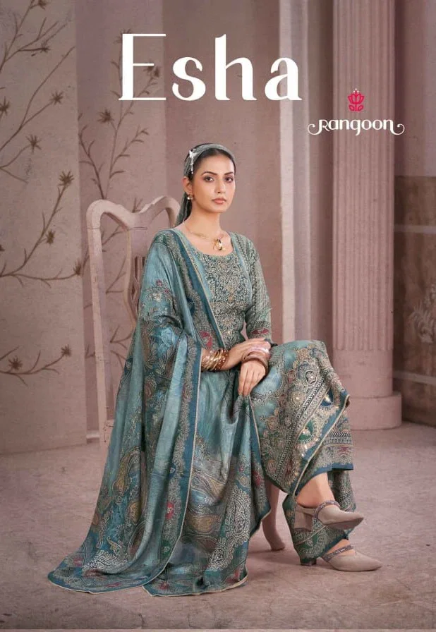 Rangoon Esha Muslin With Digital Printed Kurti With Bottom Dupatta Wholesale