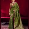 Rajtex Wine Lotus Satin Linen Handloom Weaving Silk Saree Collection Wholesale