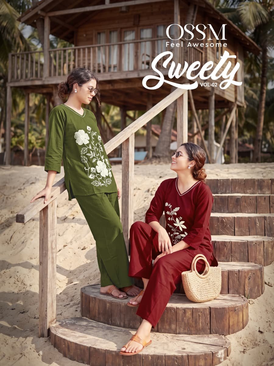 Ossm Sweety Vol 02 Cotton Embroidered Co Ord Set Collection Wholesale