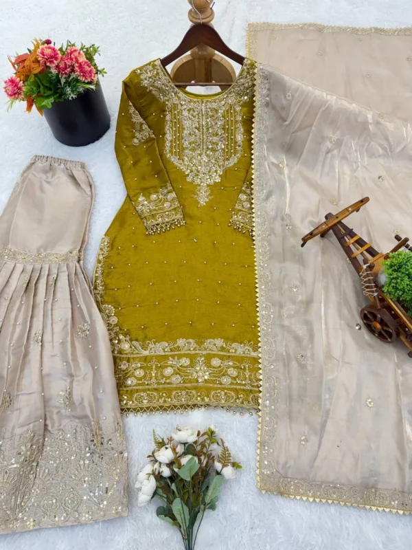 Launching Sabina 1694 Gmy Silk Embroidery Party Wear Sharara Suit Wholesale 2026