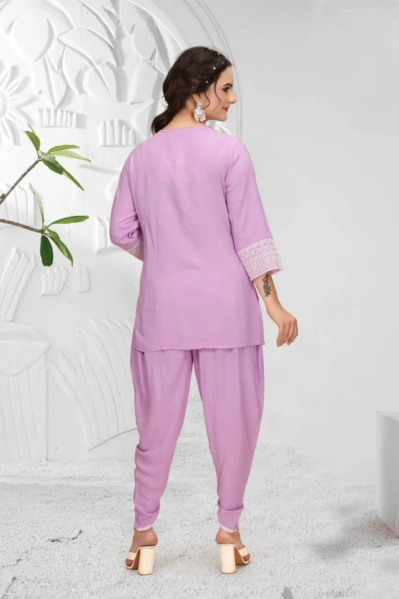 Latest AEA 238 Rayon Schiffli Work Dhoti Style Co Ord Set Wholesale 2026