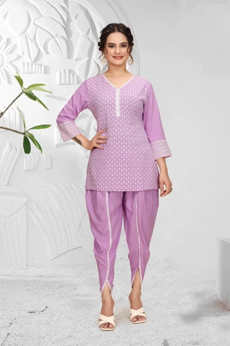 Latest AEA 238 Rayon Schiffli Work Dhoti Style Co Ord Set Wholesale 2026