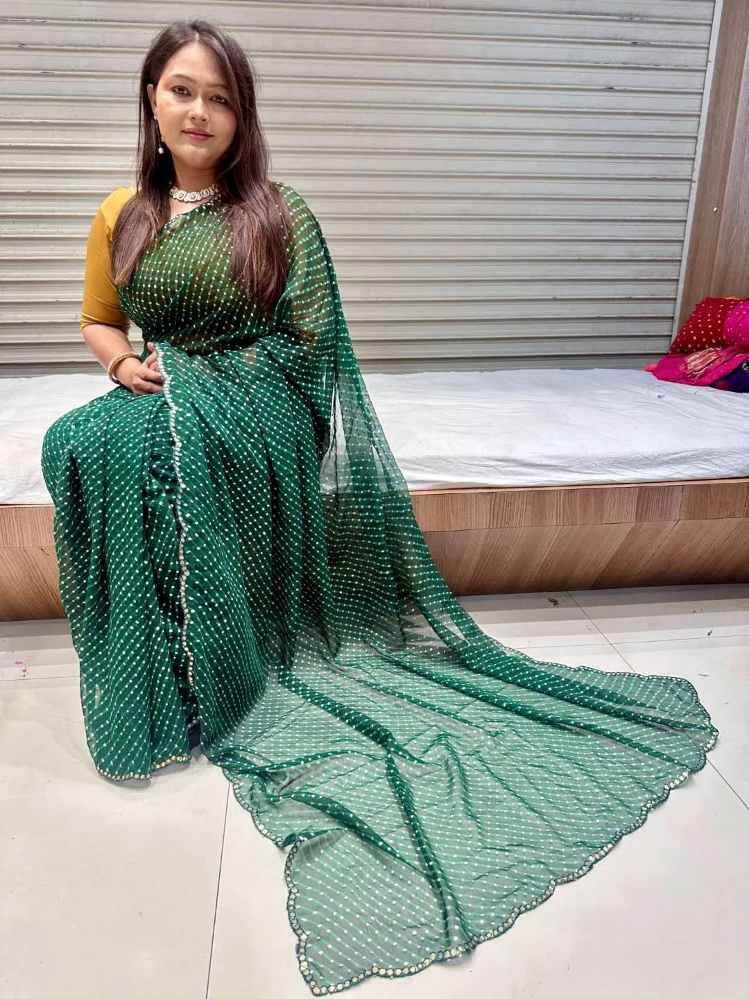 SANB Lahariya Georgette Bandhani Saree Wholesale Supplier Surat