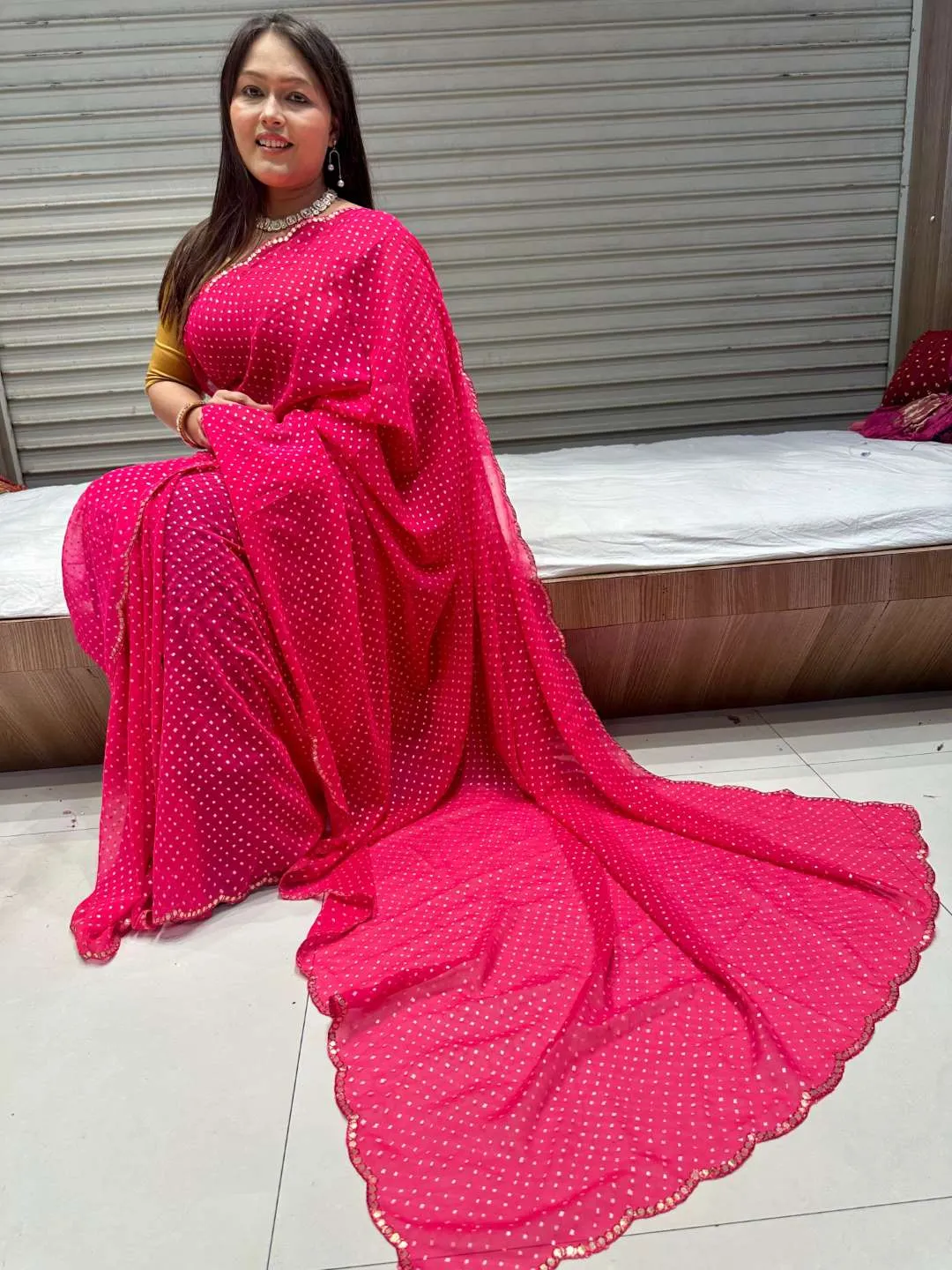 Beautiful SANB Lahariya Georgette Bandhani Saree Wholesale Supplier Surat 2026