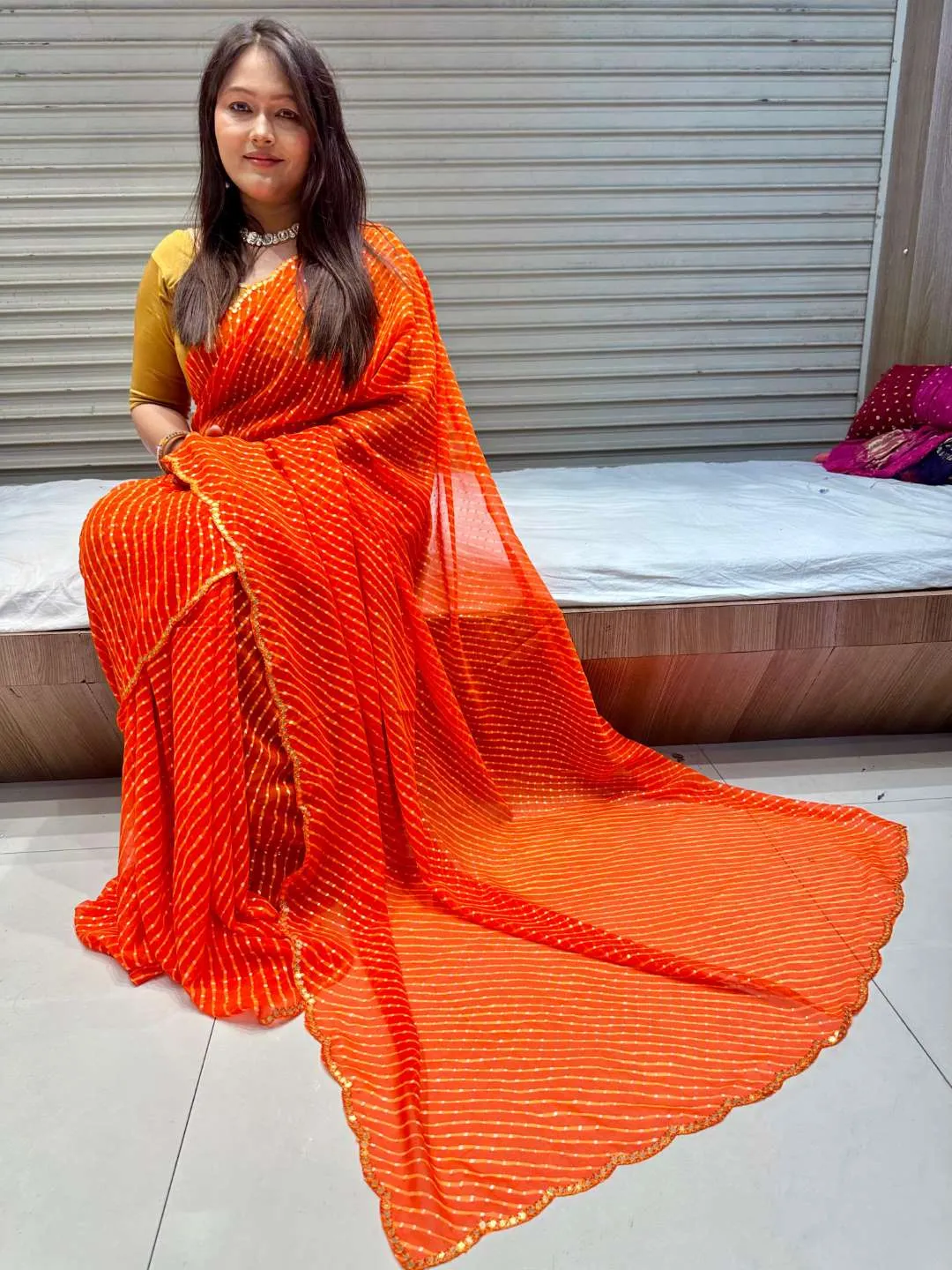 Beautiful SANB Lahariya Georgette Bandhani Saree Wholesale Supplier Surat 2026
