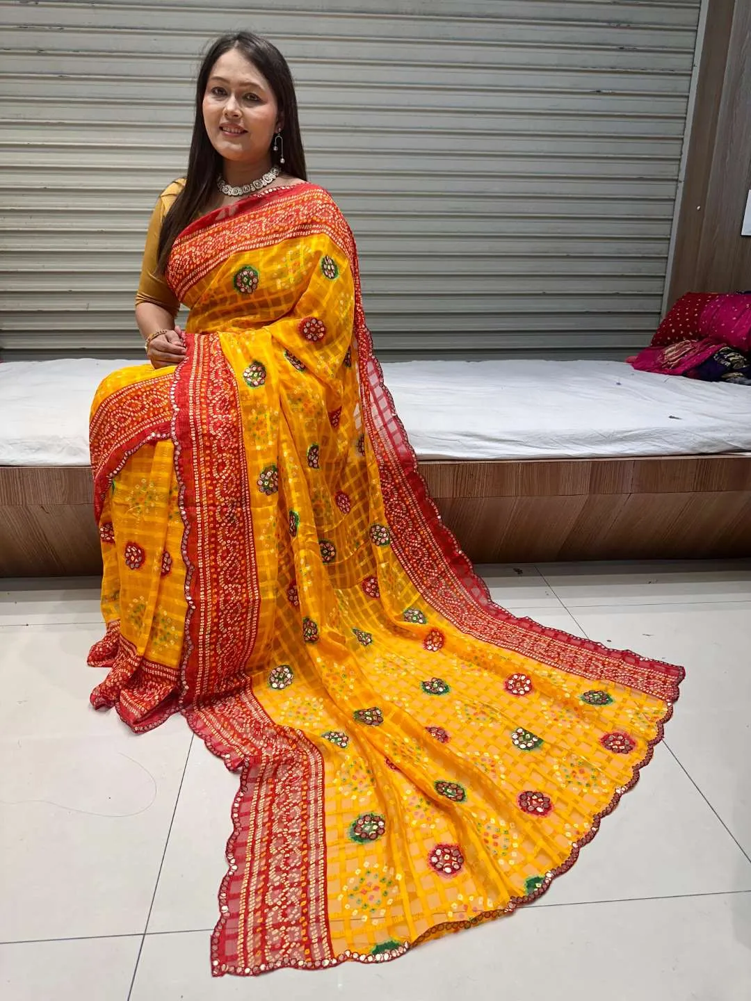 Beautiful SANB Lahariya Georgette Bandhani Saree Wholesale Supplier Surat 2026