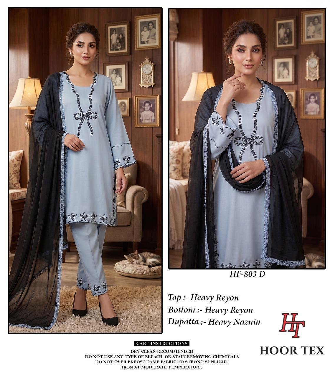 Stylish Hoor Tex 803 A To D Rayon Embroidered Salwar Kameez Wholesale 2026