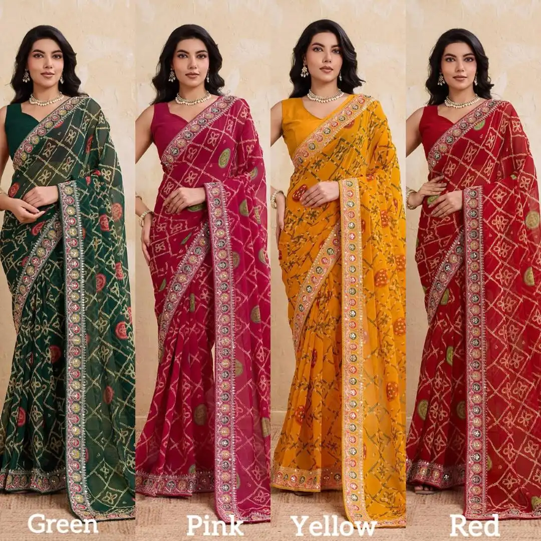 Launching Kiara Devki3 Georgette Bandhej Printed Festival Saree Wholesale Surat 2026