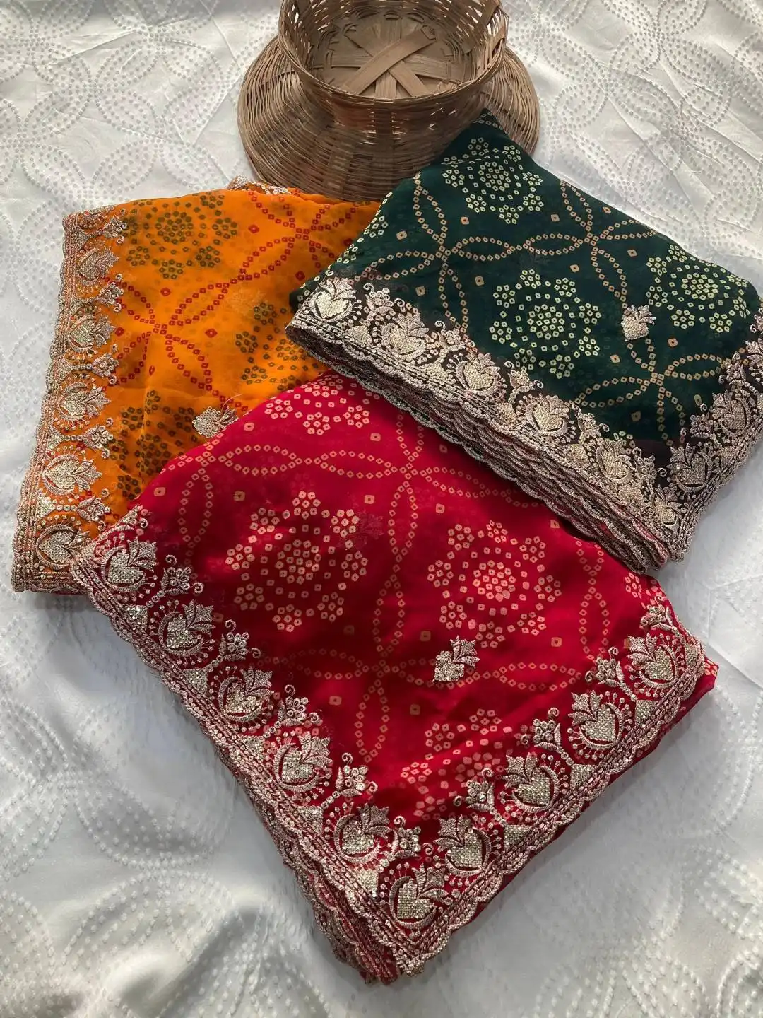Kiara Georgette Bandhej Printed Festival Saree Wholesale Surat