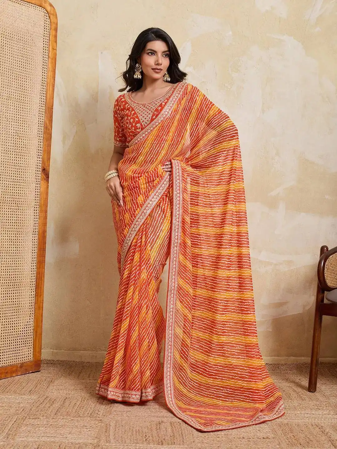 Kiara Georgette Laheriya Bandhej Festival Saree Wholesale Surat