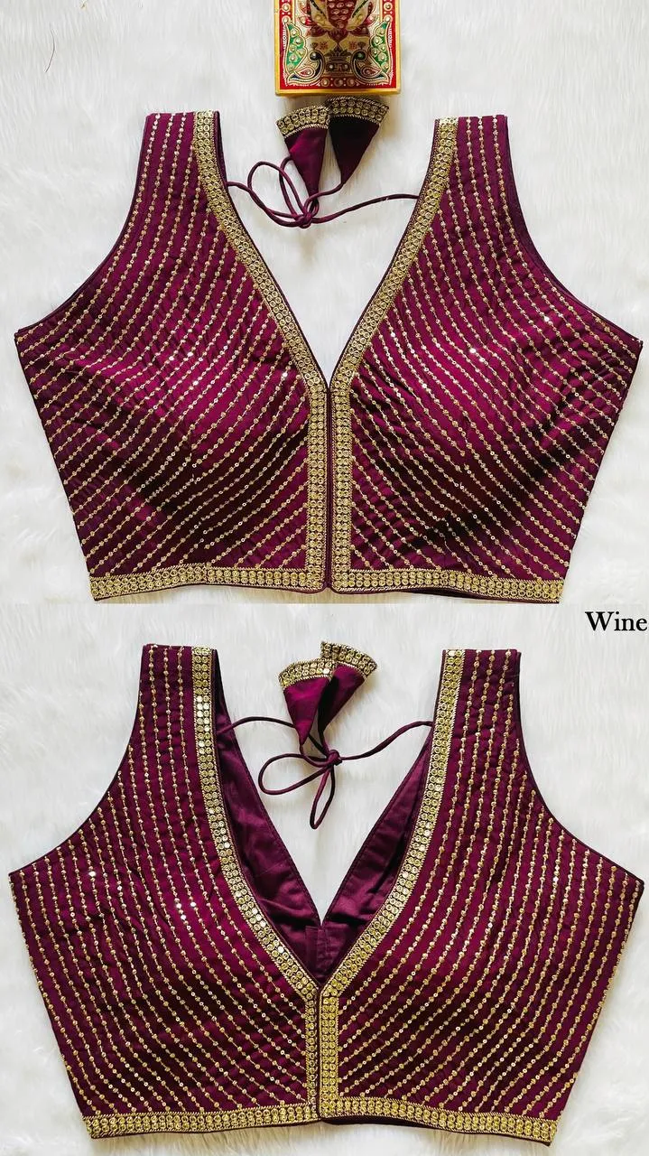 Latest Mrunal Pinky Roman Silk Embroidery Work Readymade Blouse 2026