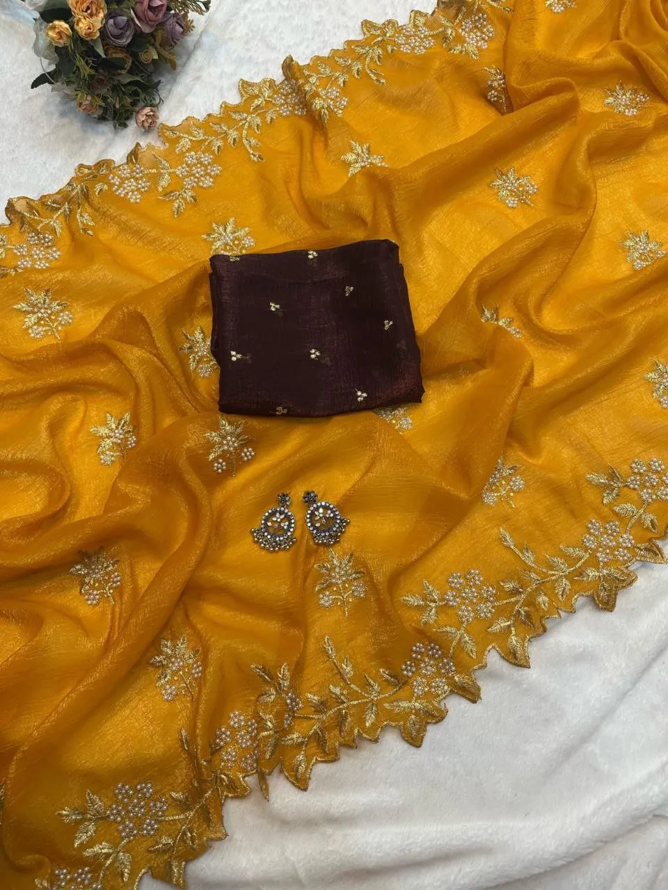 Beautiful RC1 Candy Crush Silk Moti Work Party Wear Saree Wholesale Surat 2026