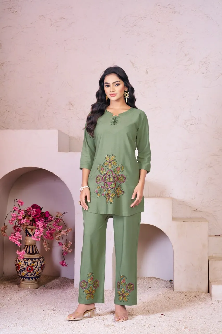 Lila 119 Rayon Embroidery Co Ord Set Wholesale