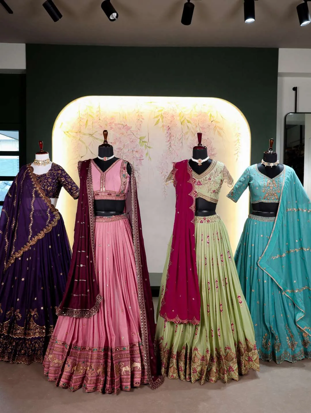 WMN 1460 Georgette Sequins Embroidery Lehenga Choli Wholesale Surat