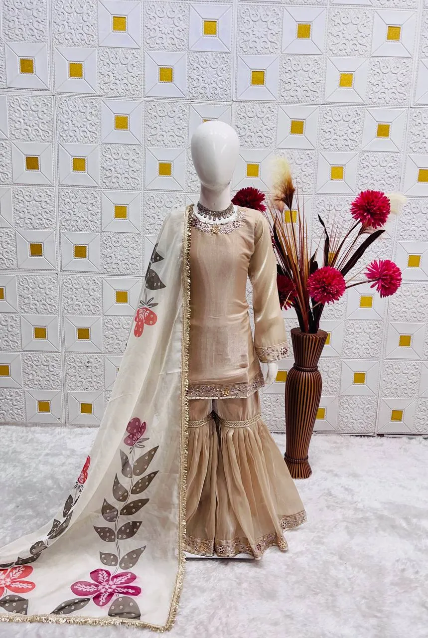 Baby 238 Gmy Silk Embroidery Sharara Suit Festival Kid Wear Wholesale