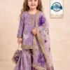 Baby 242 Purple Gmy Silk Sharara Suit With Sequence Embroidery Work
