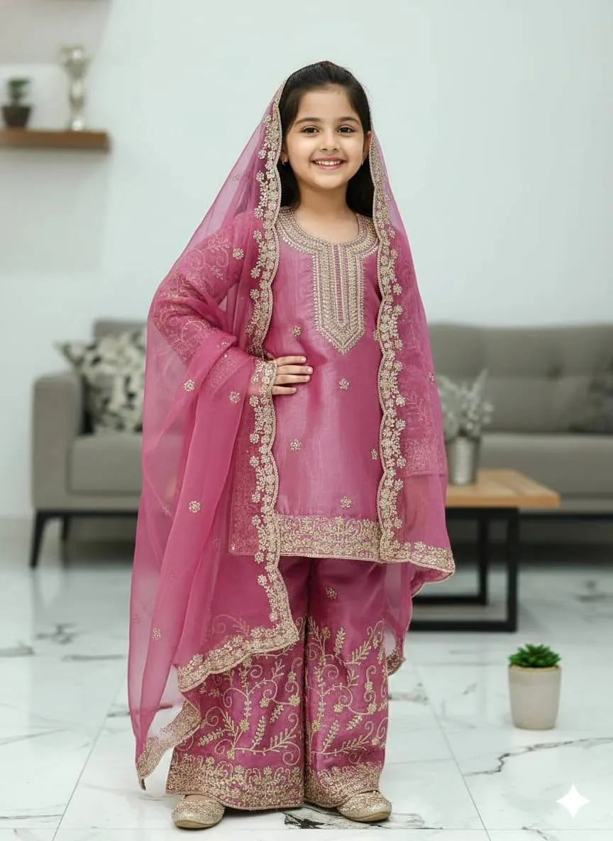 Baby 244 Gmy Silk Festival Sharara Suit Kids Collection