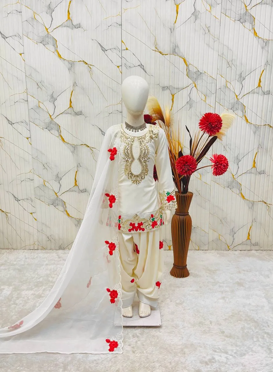 Baby 245 Natural Crep Party Wear Salwar Suit Kids Wear Wholesale