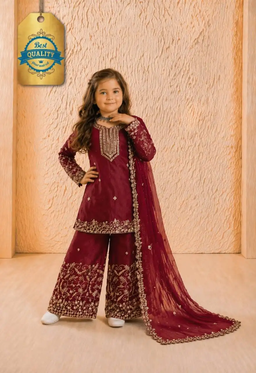 Baby 244 Gmy Silk Festival Sharara Suit Kids Wholesale