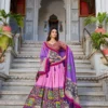 WMN 1235 Tussar Silk Kalamkari Lehenga Coli Wholesale