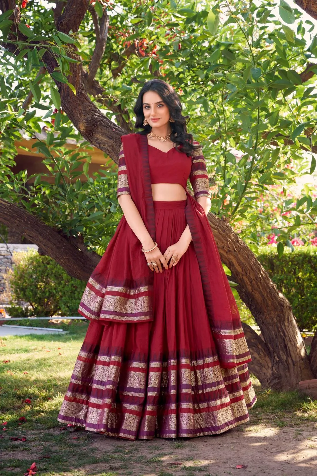 WMN 1902 Pure Chanderi Weaving Lehenga Choli Wholesale