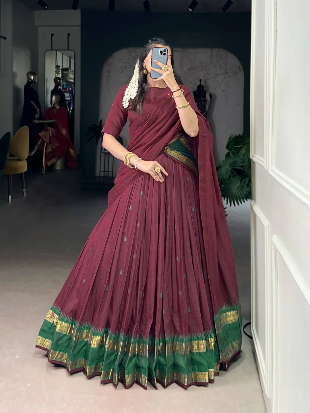 WMN 1904 Pure Chanderi Weaving Work Lehenga Choli Wholesale