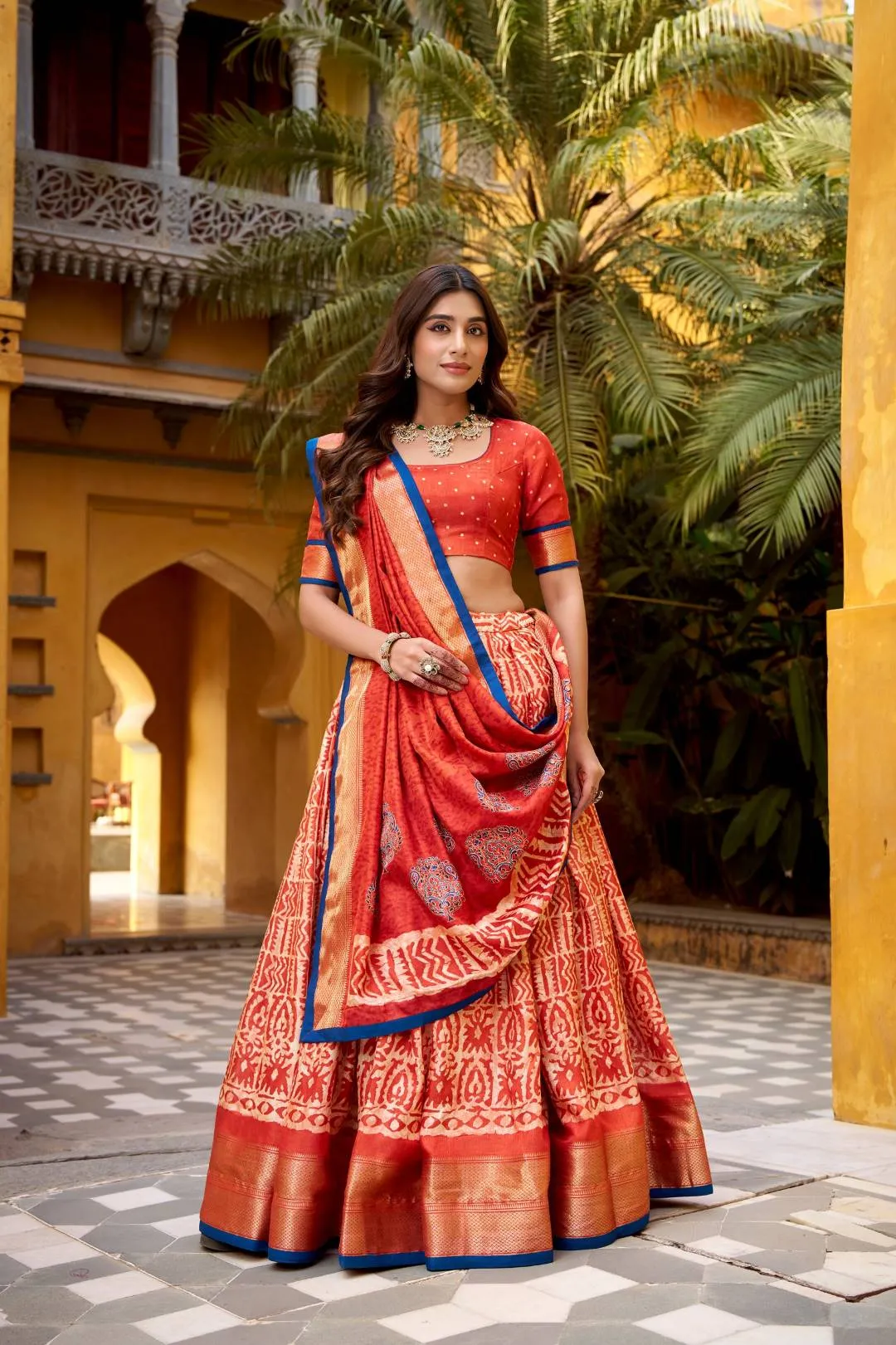 1252 Zarakh Dola Silk Batik Weaving Work Lehenga Choli Wholesale