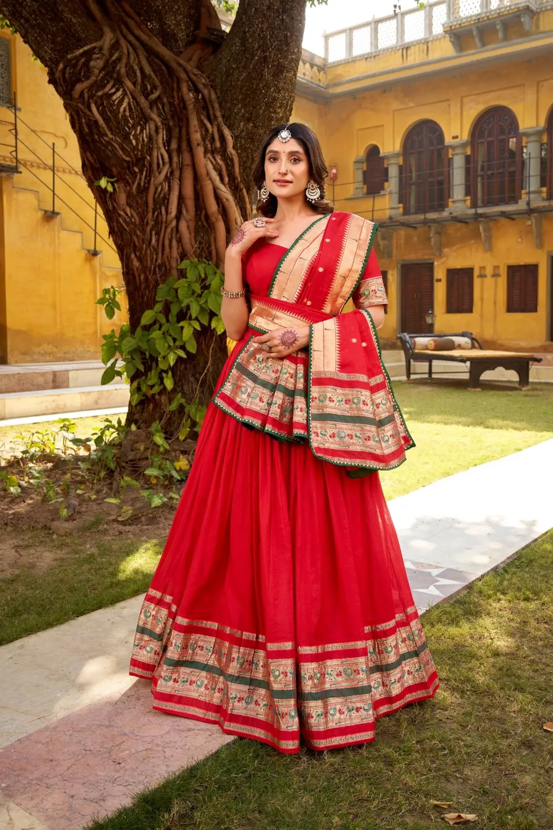 WMN 1903 Chanderi Zari Weaving Festival Lehenga Choli Wholesale