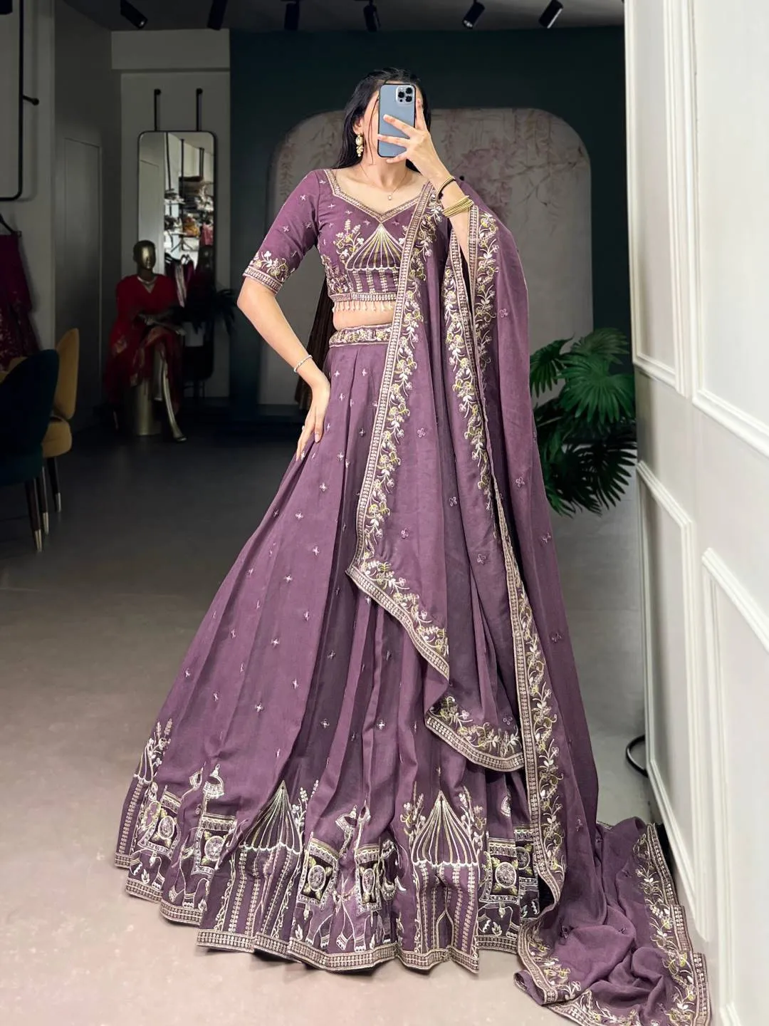 WMN 1457 Samairaa Chocolate Crush Embroidery Lehenga Choli Wholesale