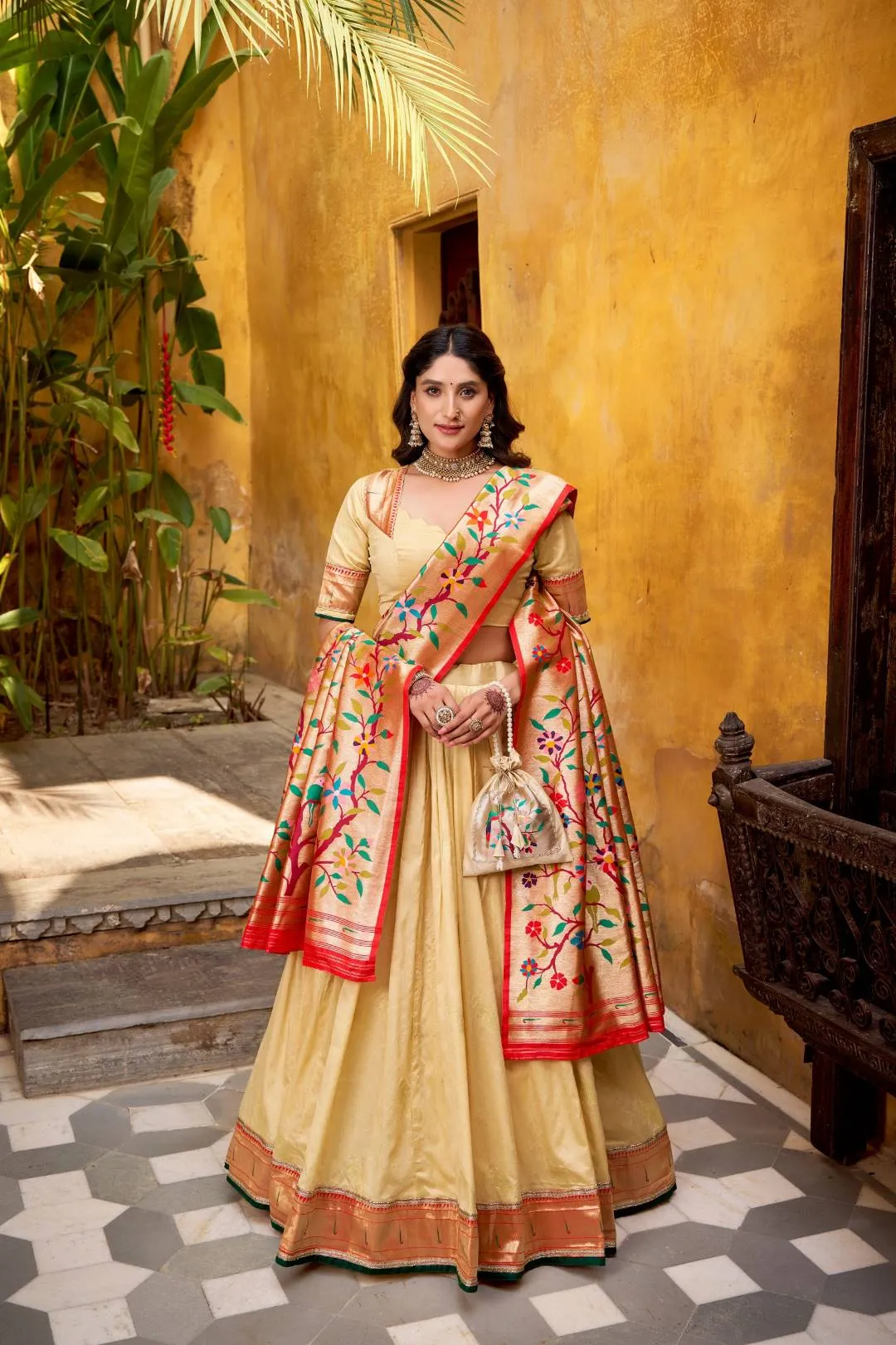 WMN 2031 Kamkashi Paithani Silk Weaving Lehenga Choli Wholesale