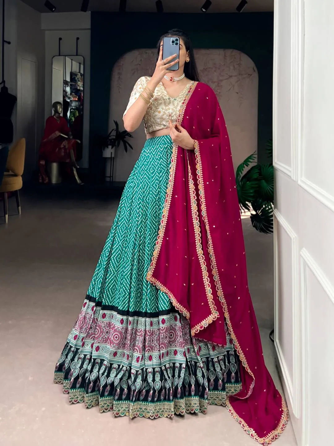 WMN 1416 Rayon Bandhej Lehenga Choli Wholesale