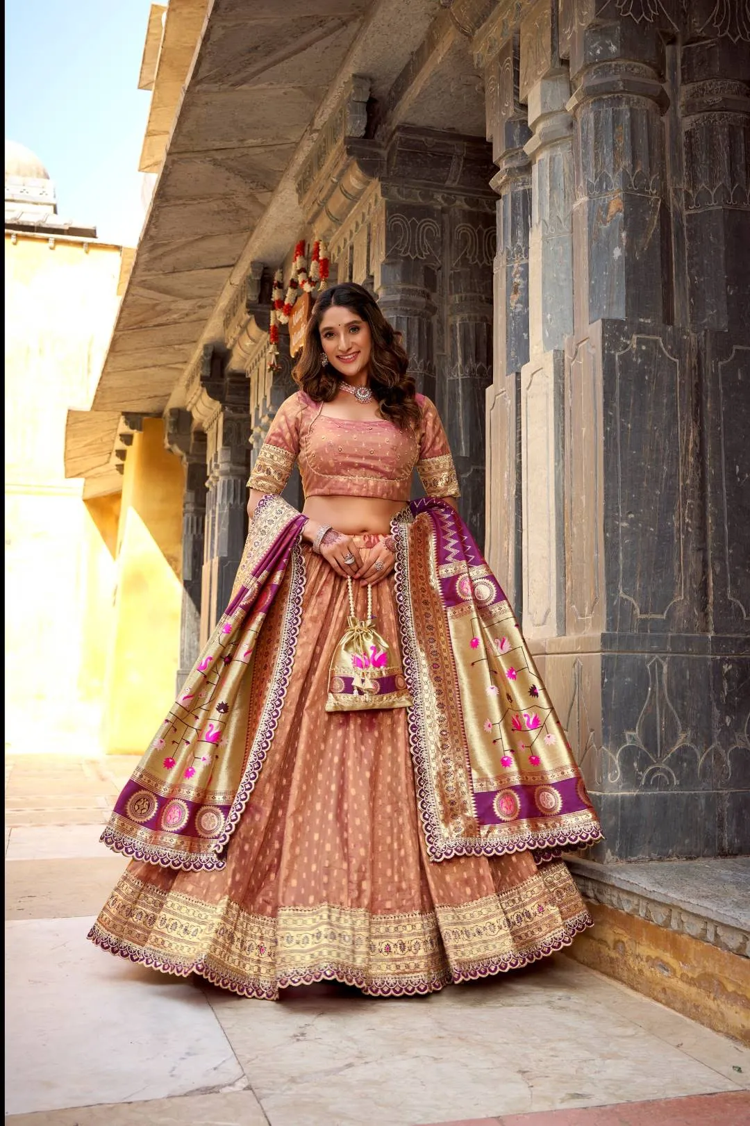 WMN 2032 Nithyashri Simmer Organza Weaving Lehenga Choli Wholesale