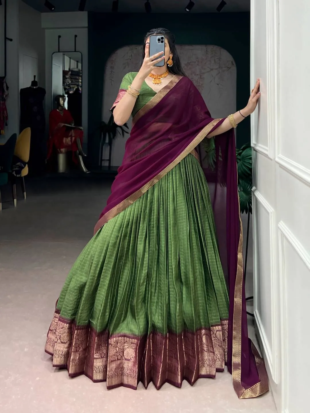 WMN 2045 Dola Chex Weaving Work Lehenga Choli Wholesale