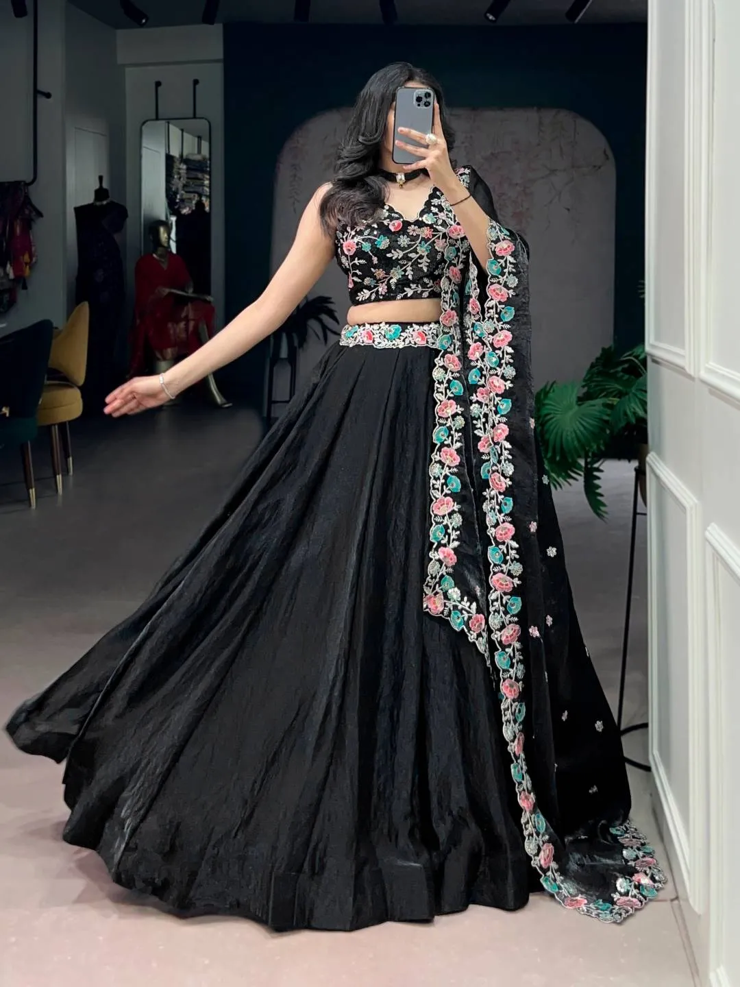 WMN 1467 Fendi Embroidery Work Party Wear Lehenga Choli Wholesale