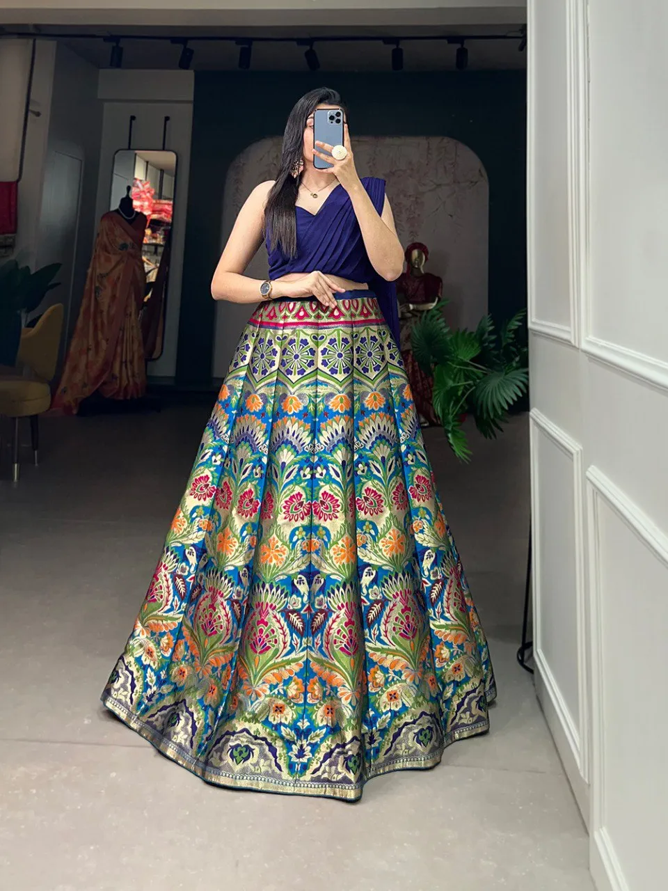 WMN 2046 Urvika Banarasi Silk Weaving Work Lehenga Choli Wholesale