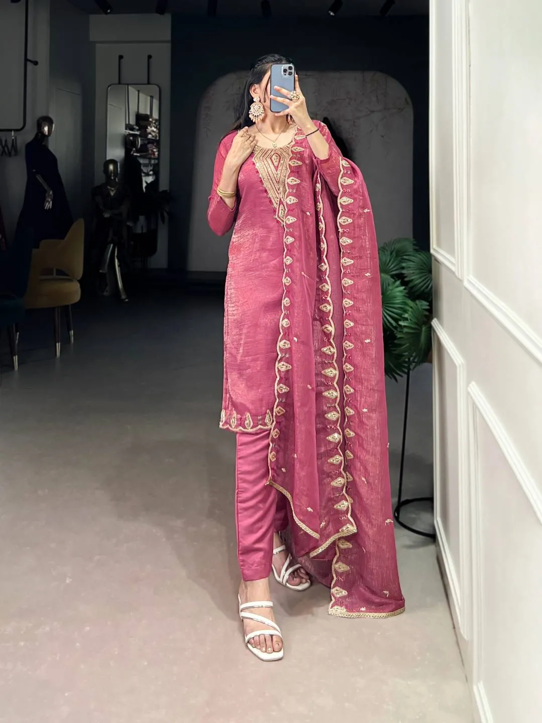 WMN 3032 Silver Glory Embroidery Reeadymade Dress Wholesale