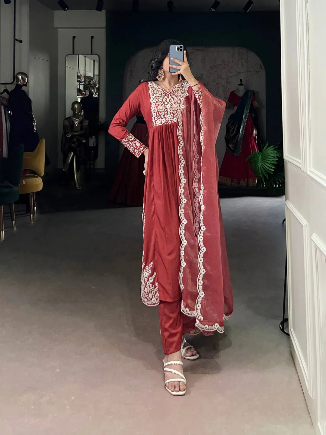 WMN 3031 Maska Cotton Embroidery Work Reeadymade Dress Wholesale