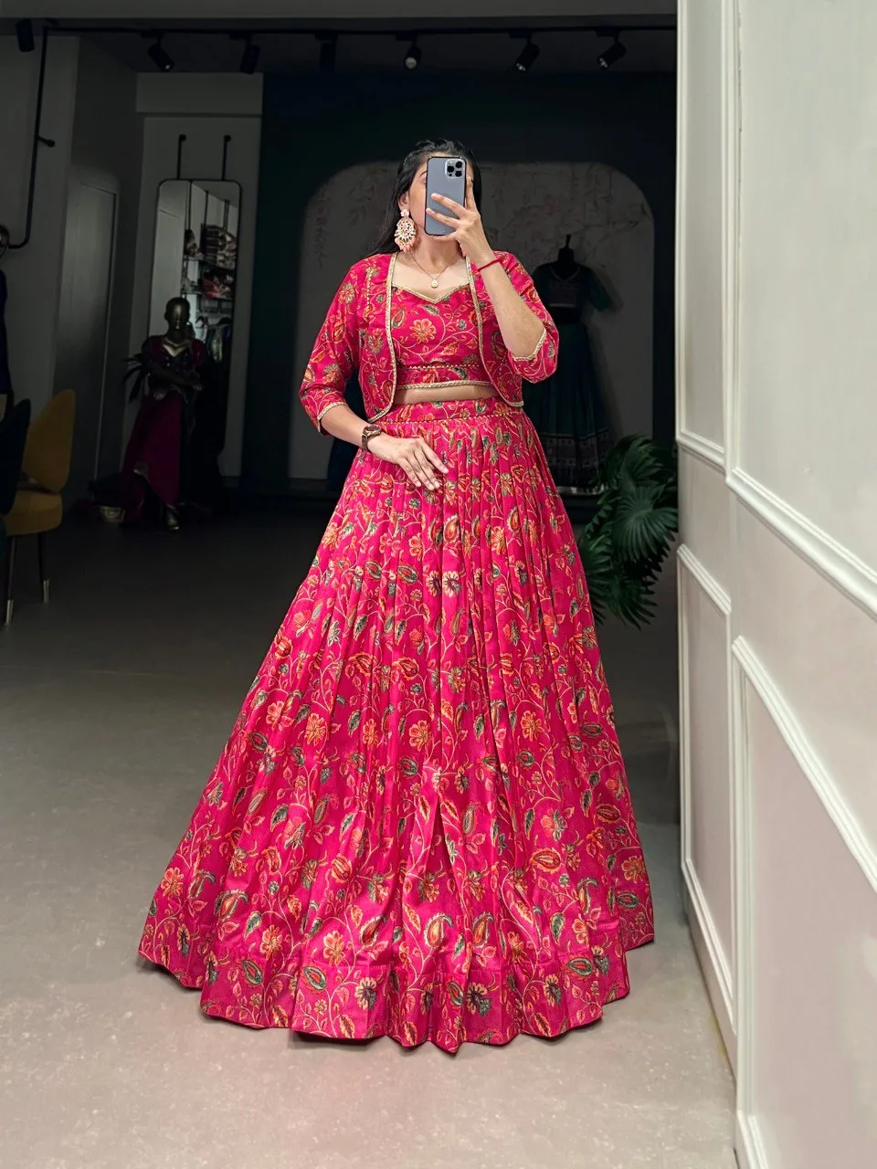 WMN 1136 Tasar Silk Printed Gota Patti Work Lehenga Choli Wholesale